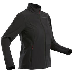 Softshell chaude coupe vent de trek montagne  - TREK 100 WINDWARM noir femme