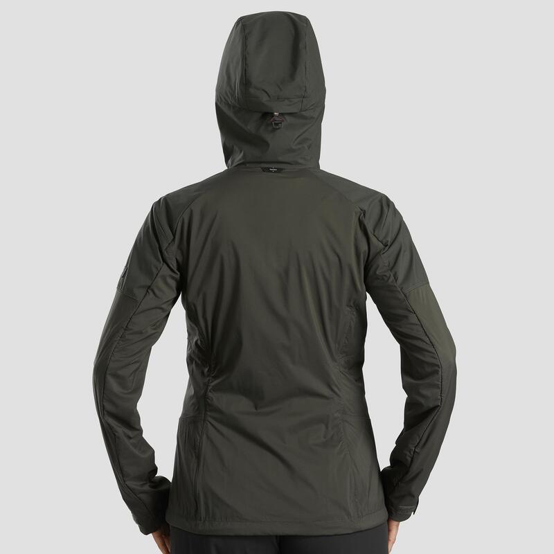 Geacă cu protecție împotriva vântului Softshell Trekking MT900 Kaki Damă