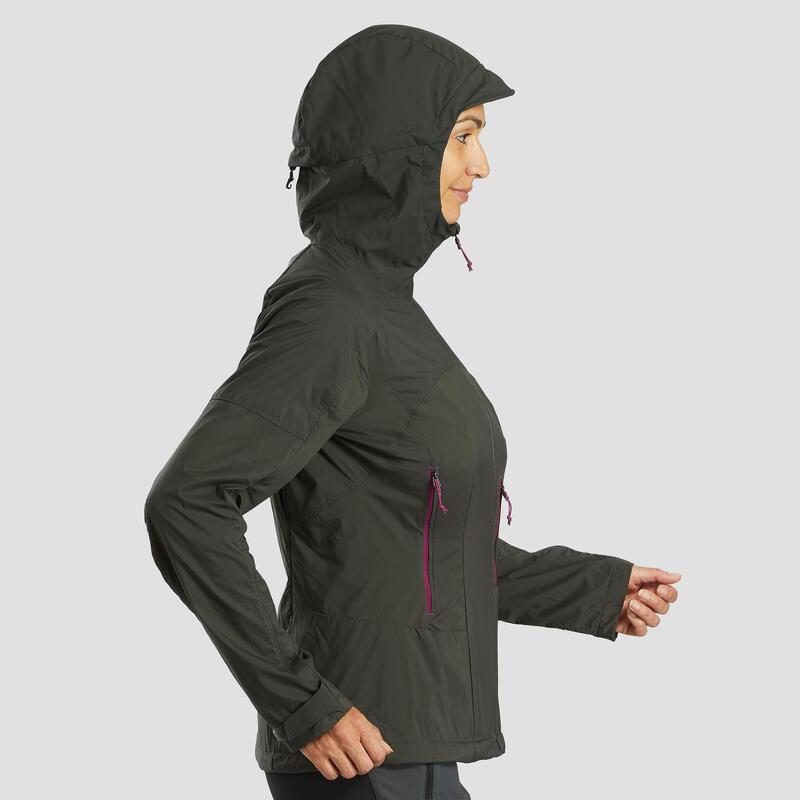 Casaco corta-vento softshell quente de Trekking Caqui - MT900 - Mulher