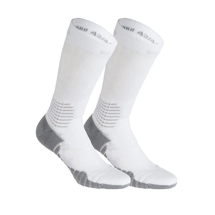 Men's/Women's Mid-Rise Basketball Socks SO900 - White/Grey - Decathlon