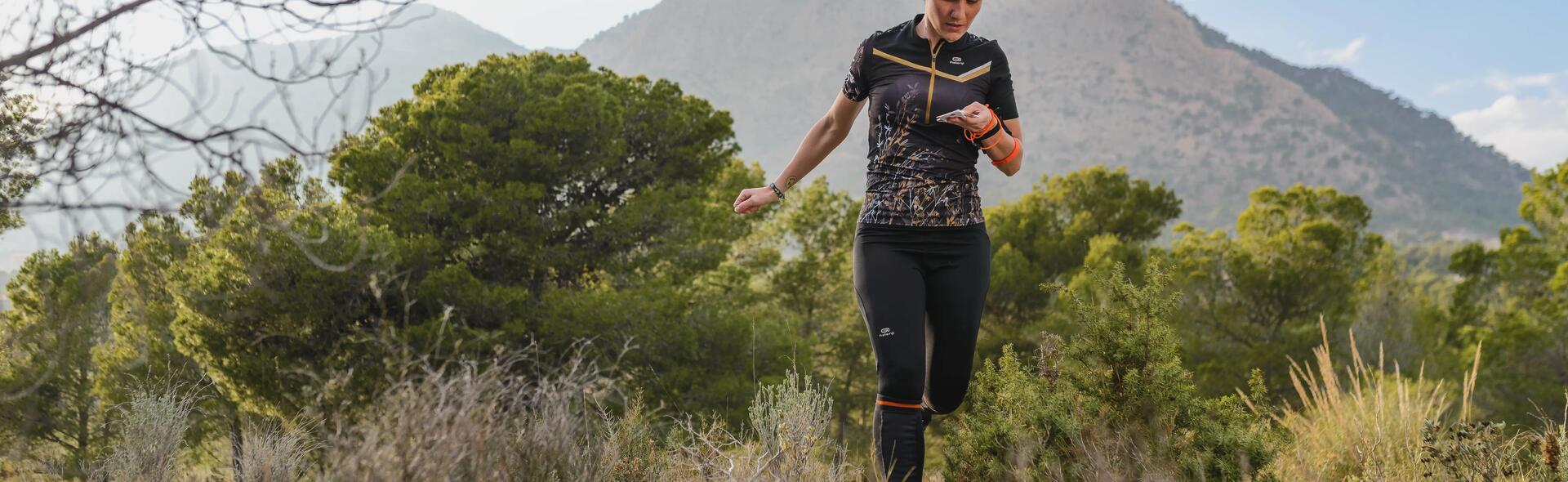 Woman runs in south forest 