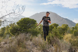 Woman runs in south forest Woman runs in south forest