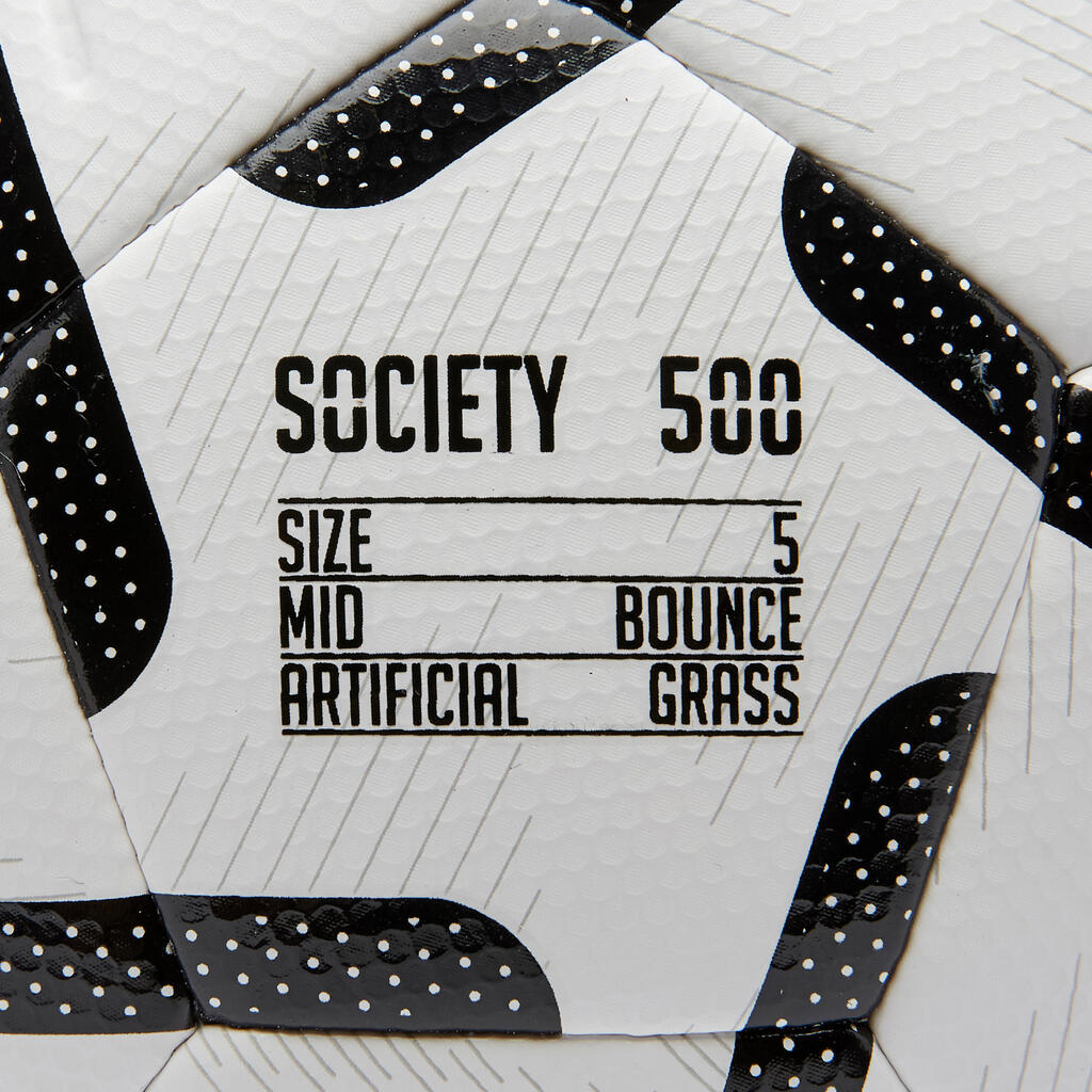 5 spēlētāju futbola bumba “Society 500”, 4. izmērs, melna/balta
