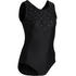 Girls' artistic gymnastics sleeveless leotard - black/sequins