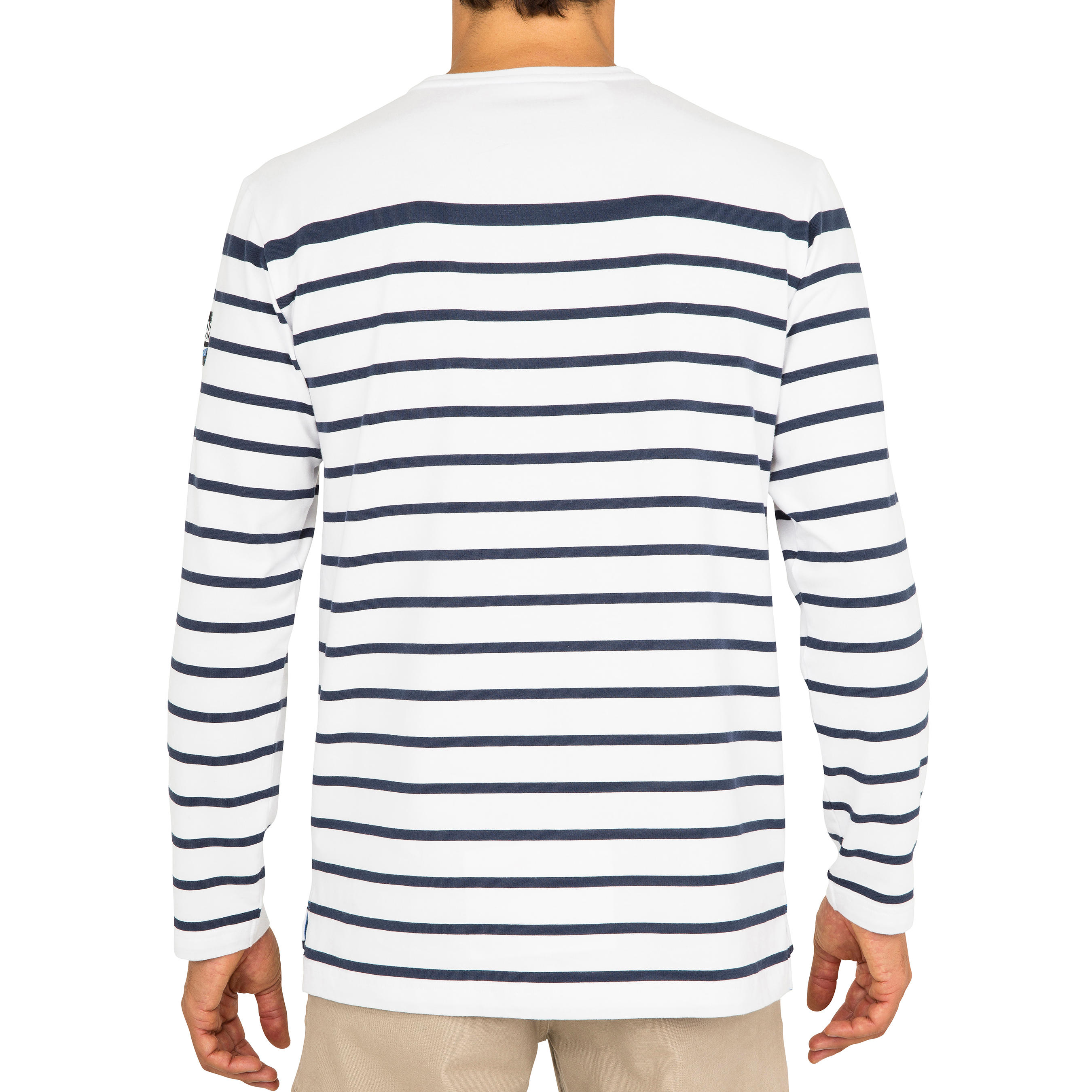LS T-shirtMen’s 100 Adventure Sailing T-Shirt Striped white 6/8