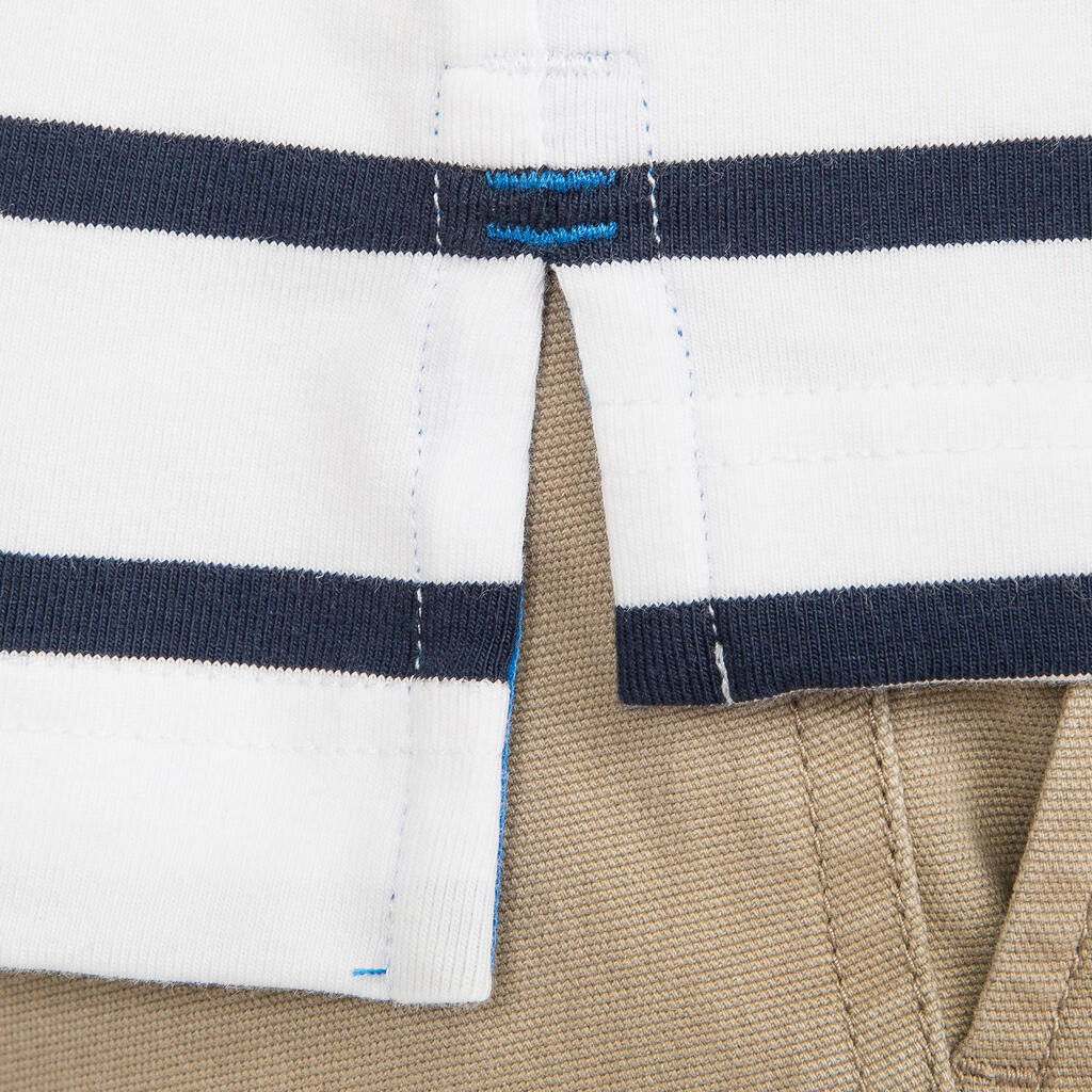 Segelshirt langarm Adventure 100 Herren weiß gestreift