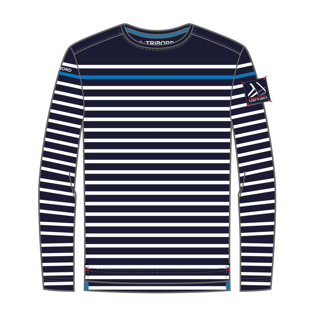 Boy’s Sailing Long-Sleeved T-Shirt - Sailor Sailing 100 - Striped Beige Blue Red