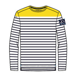 T-Shirt Manches longues - marinière voile Sailing  100 Garçon Rayé Jaune