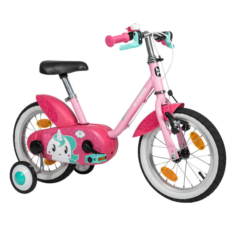 Bicicleta niños 14 pulgadas Btwin 500 unicornio rosa 3-4,5 años