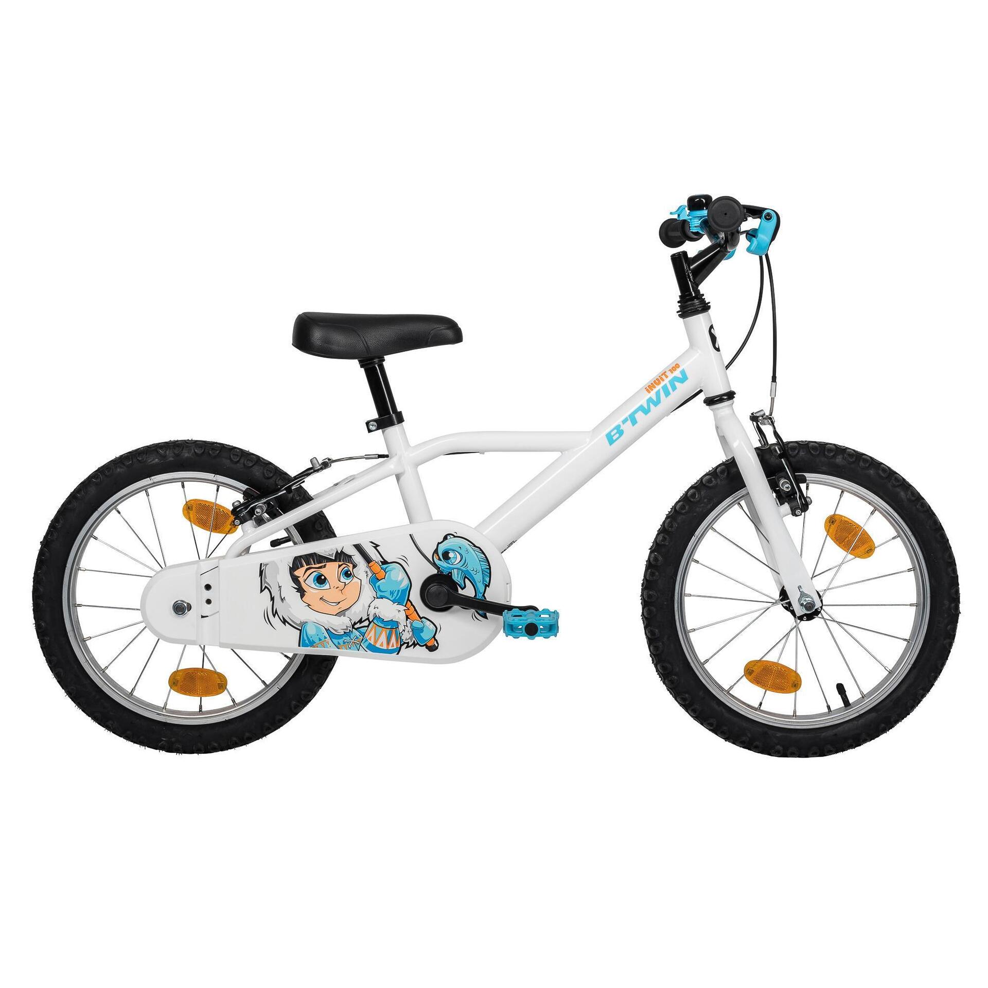 Unisex Kids Bike Btwin 16 inch Inuit 100 4-6 years White Blue