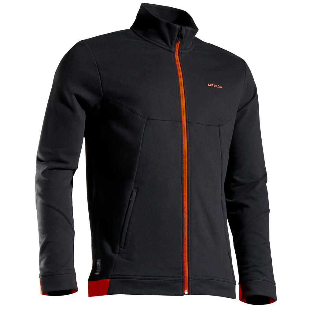 Tenisová bunda TJA500 čierno-oranžová