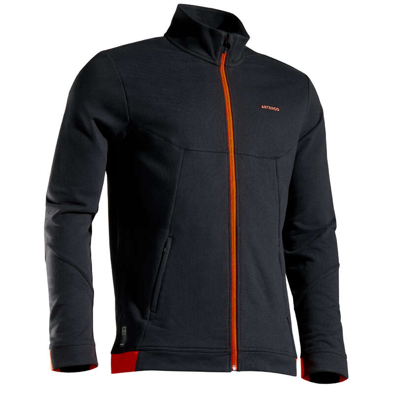 ARTENGO TJA500 Thermal Tennis Jacket - Black/Orange