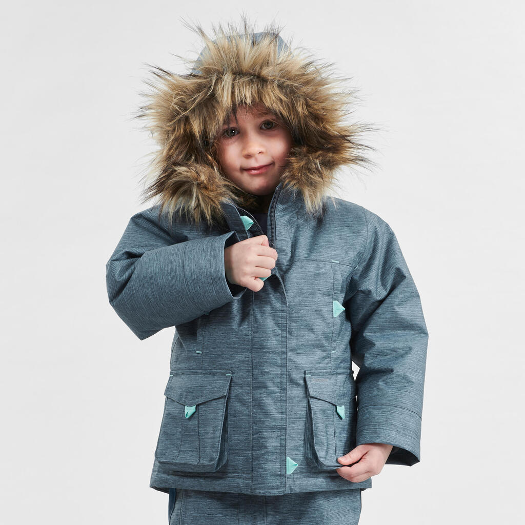 Winterjacke Parka Winterwandern SH500 U-Warm wasserdicht Kinder Gr. 92–116 blau