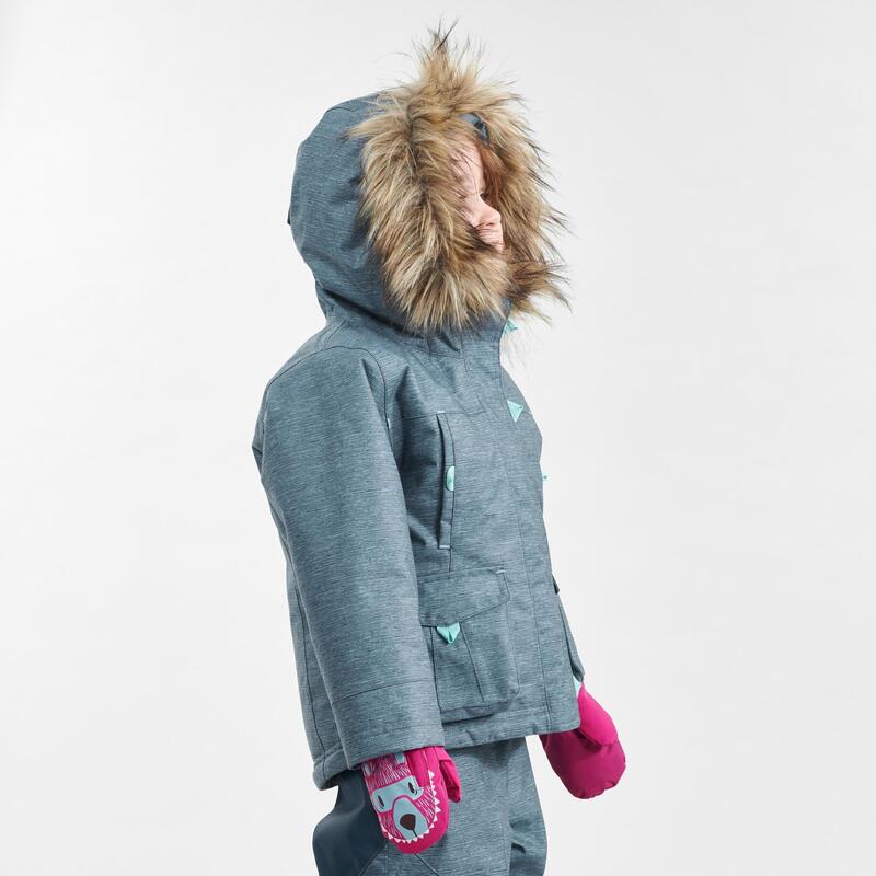 Gyerek télikabát túrázáshoz SH500 Ultra-Warm, vízhatlan, 2-6 éveseknek, szürke