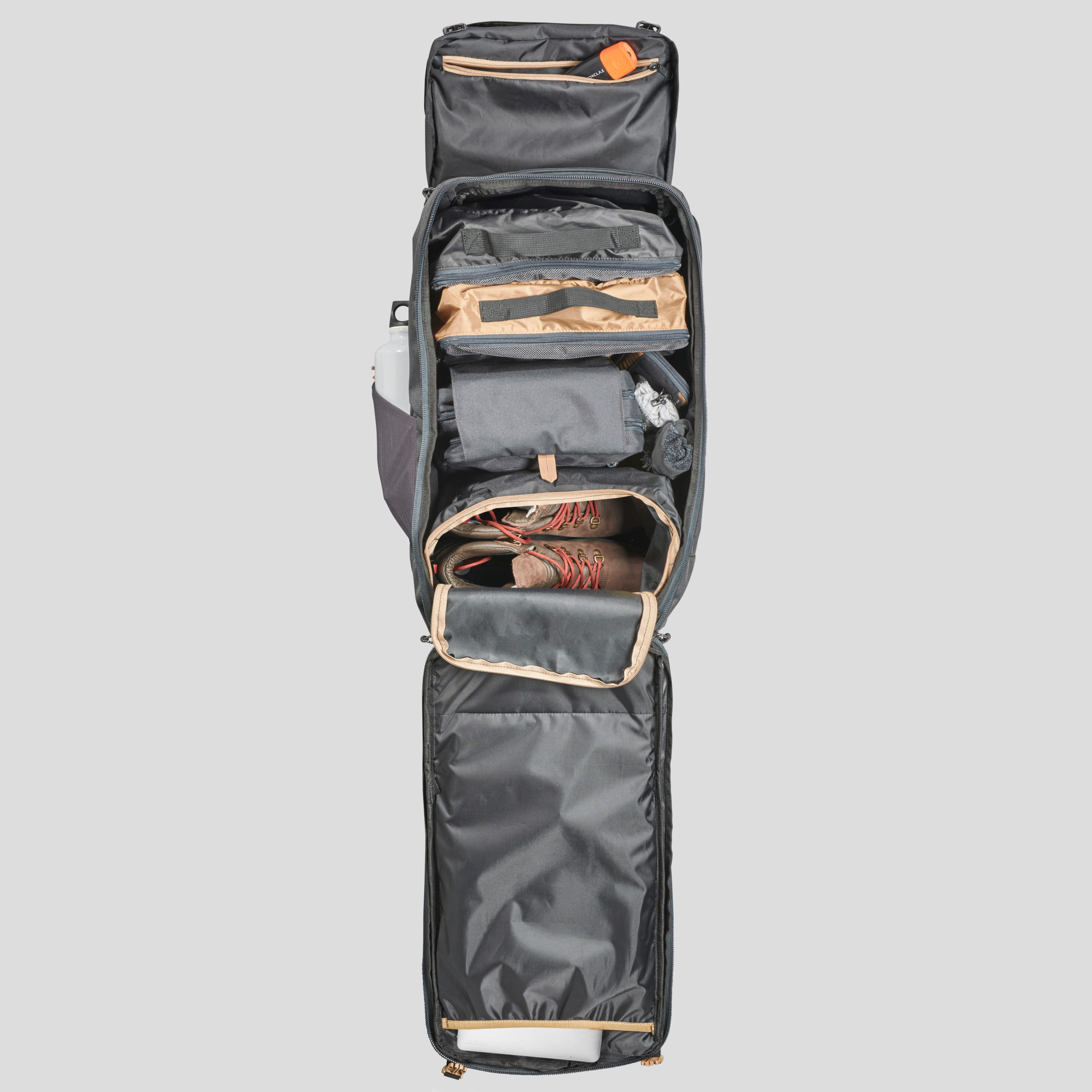 Maleta de trekking de viaje, Forclaz, 60 Litros - Caqui - Decathlon
