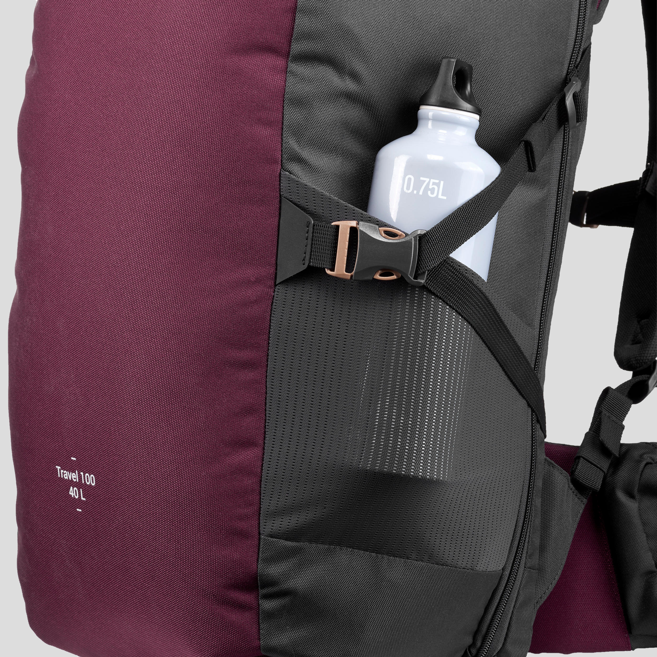 Maleta trekking de viaje, Forclaz, 40 Litros - Morada - Decathlon