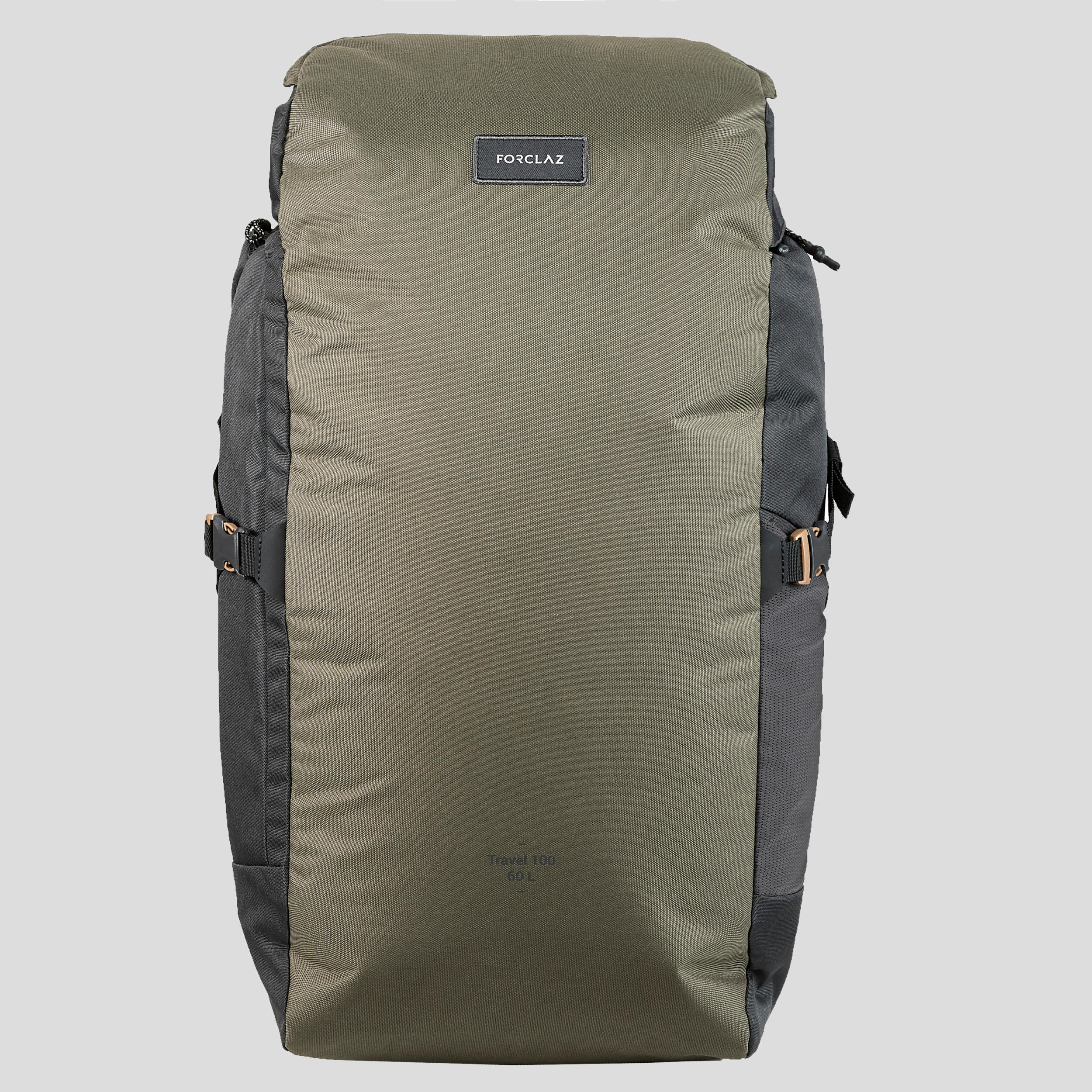 Hiking Backpack 60 L – Travel 100 - Dark ivy green, Carbon grey