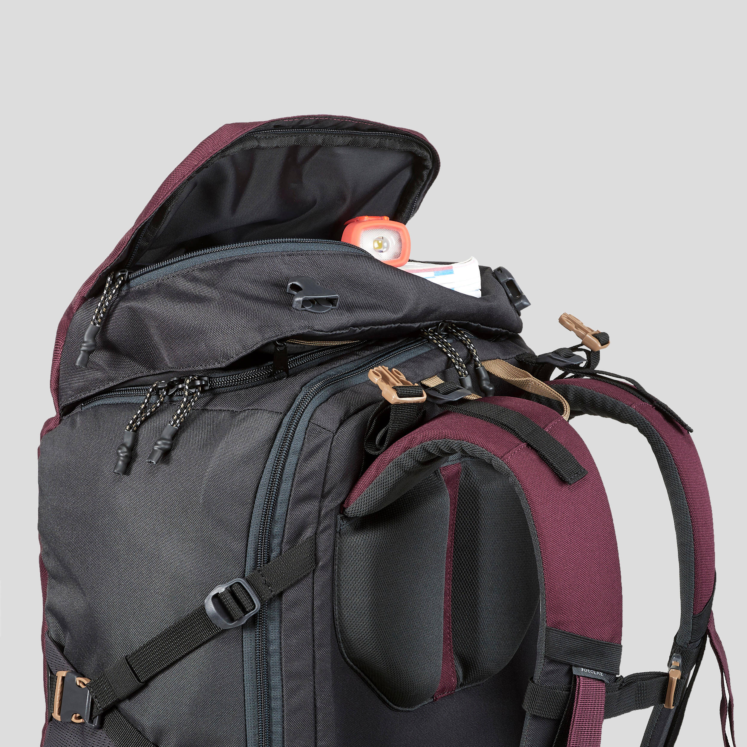 Travel Backpack 40 Liters TRAVEL 100 - Bordeaux -  5