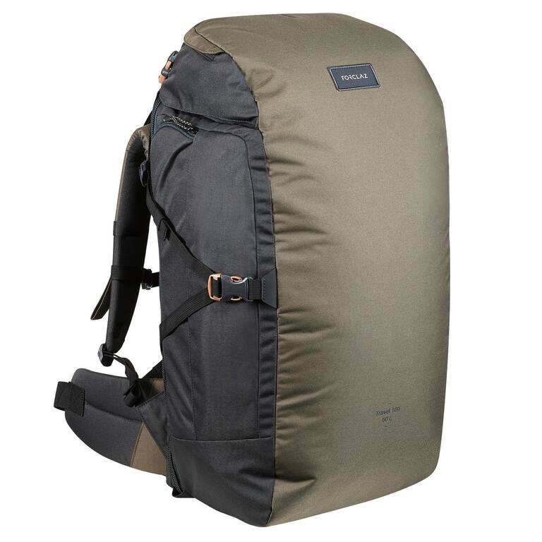 Ransel Perjalanan Trekking 60 Liter | TRAVEL 100 - Khaki