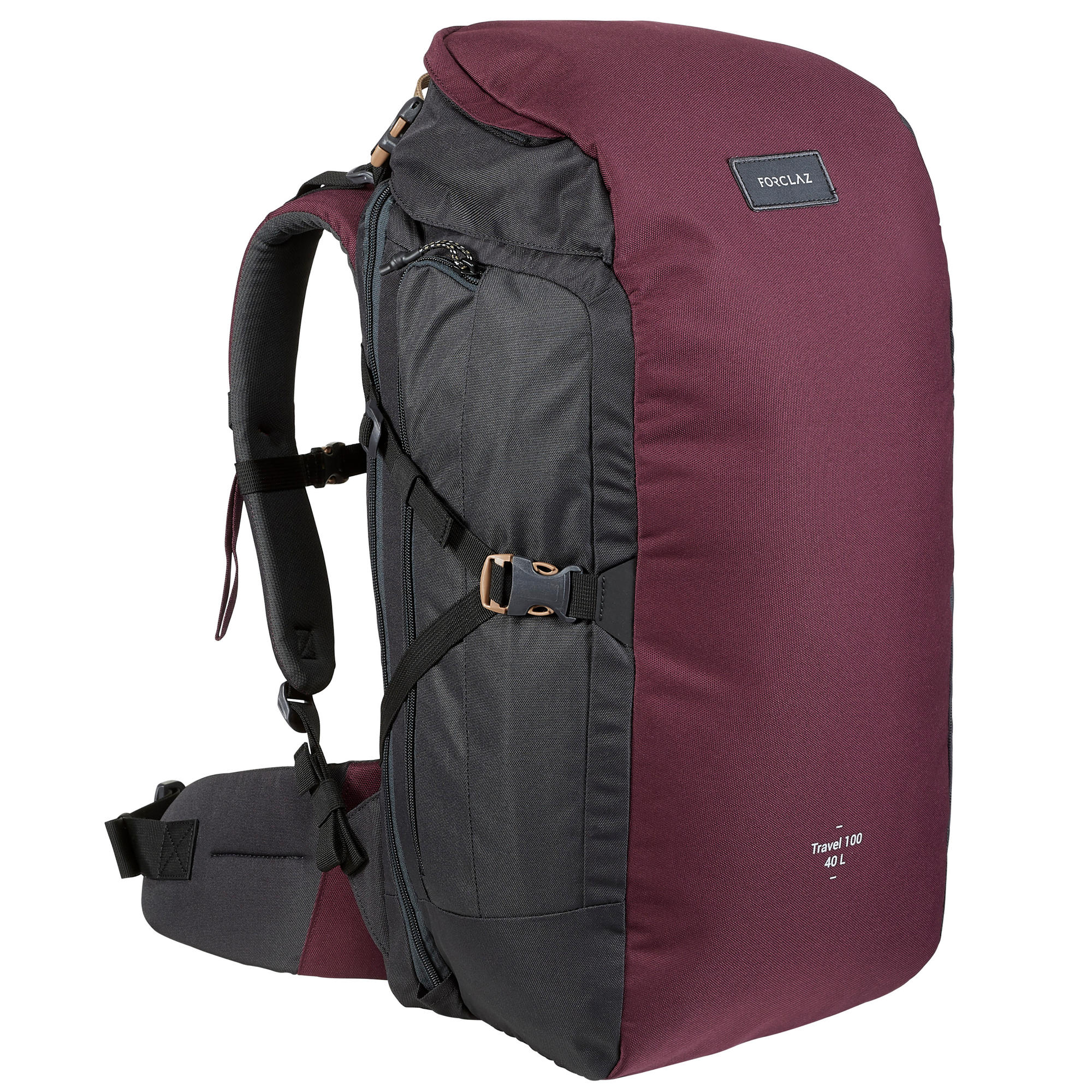 Sac à dos 40 litres de trek voyage TRAVEL 100 bordeaux unisexe forclaz Sac à dos 40 litres de trek voyage TRAVEL 100 bordeaux unisexe forclaz