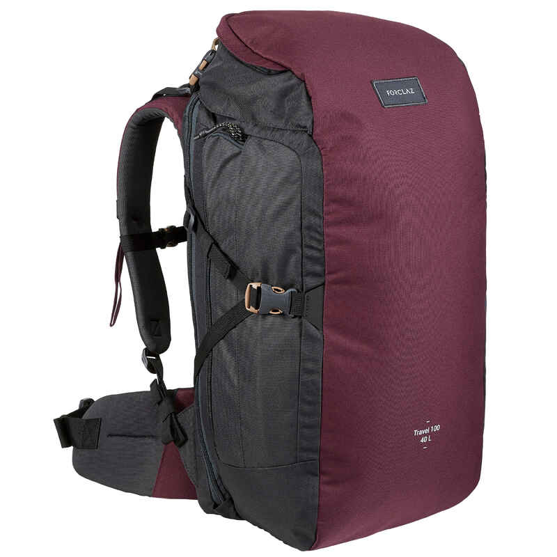 Mochila de montaña y trekking viaje 40L Forclaz Travel100. Equipaje de mano