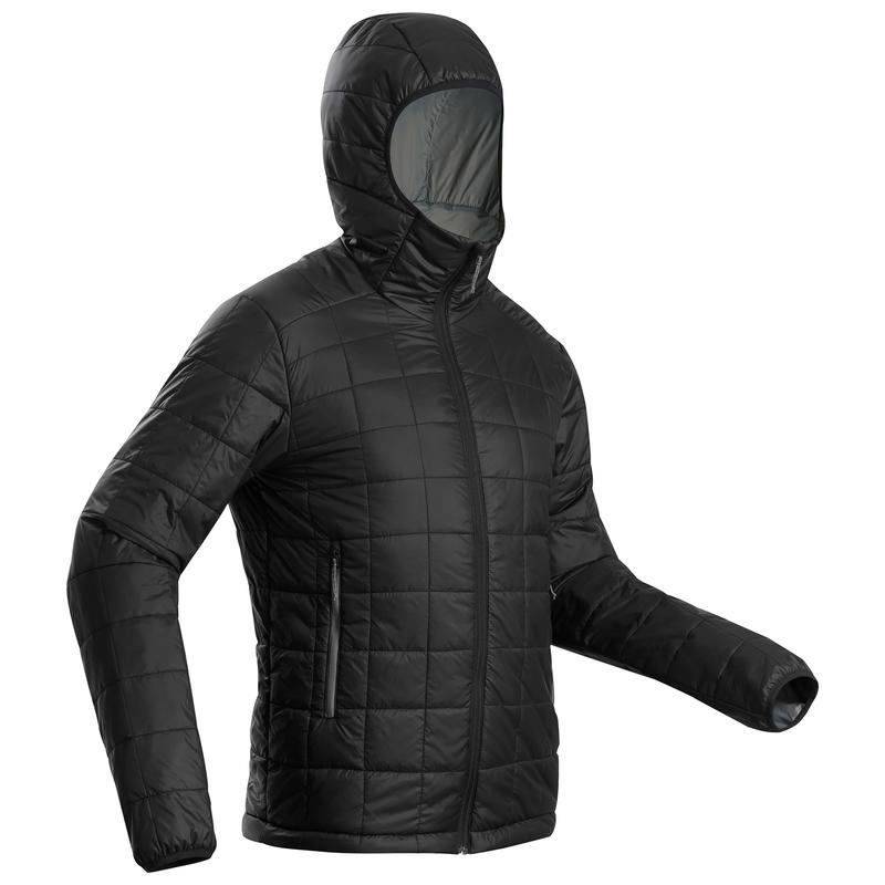 Veste rembourrée randonnée montagne RANDO 100 capuchon homme noir Veste rembourrée randonnée montagne RANDO 100 capuchon homme noir