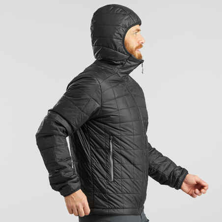 Men’s Hooded Mountain Trekking Padded Jacket TREK100 - Black