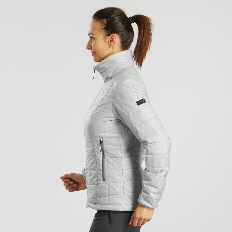 Gewatteerde jas voor bergtrekking dames MT 100 -5°C grijs