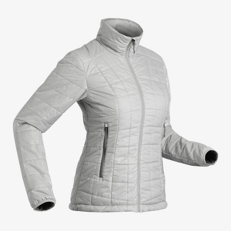 Women's Synthetic Mountain Trekking Padded Jacket - TREK 100 -5°C - Grey