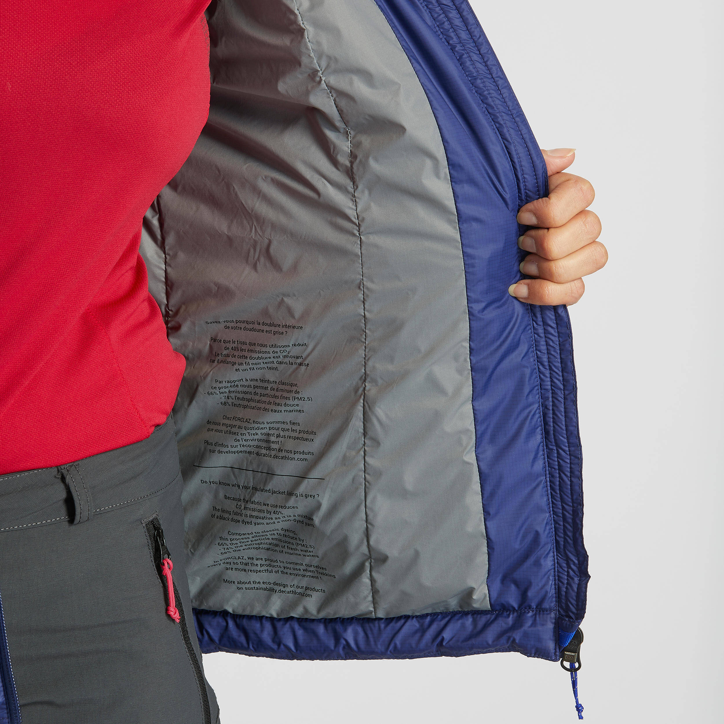 Women’s Hooded Mountain Trekking Insulated Jacket TREK100 - Blue -  5
