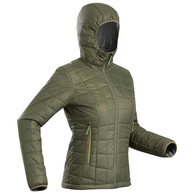 Veste rembourrée randonnée montagne RANDO 100 capuchon femme vert Veste rembourrée randonnée montagne RANDO 100 capuchon femme vert