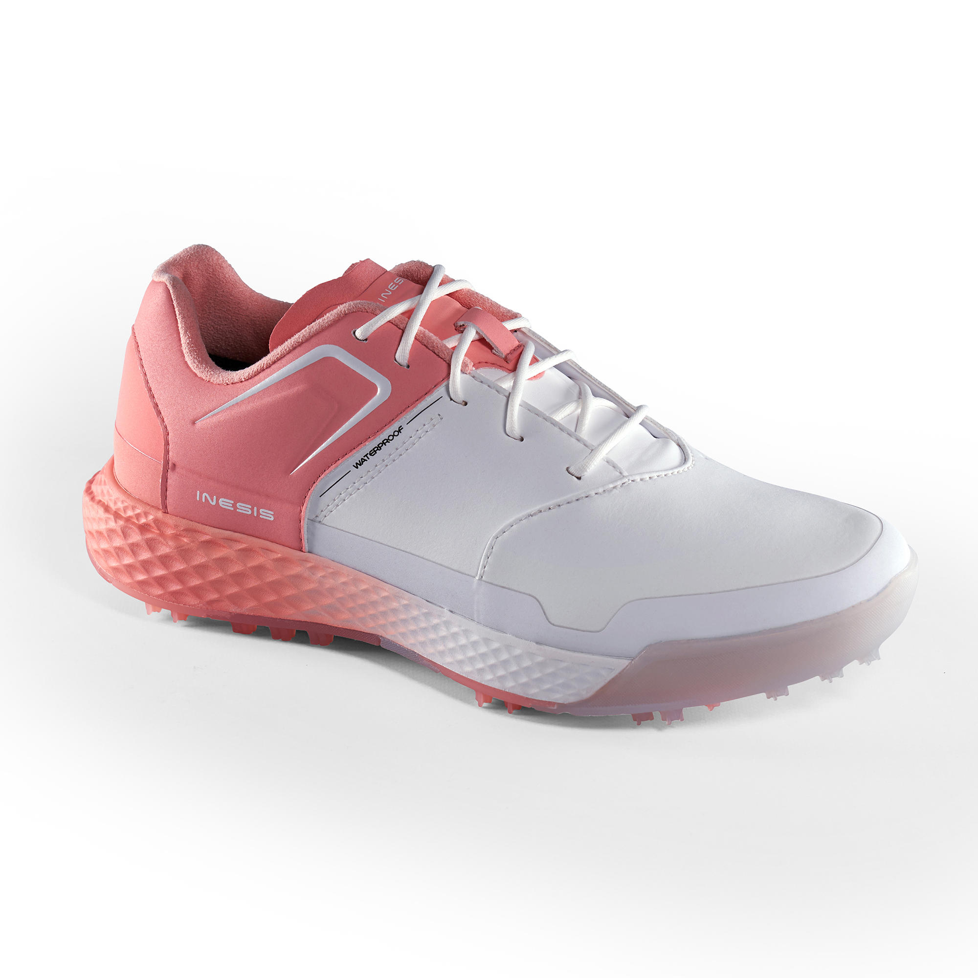 LADIES GRIP WATERPROOF GOLF SHOES WHITE AND PINK 1/13