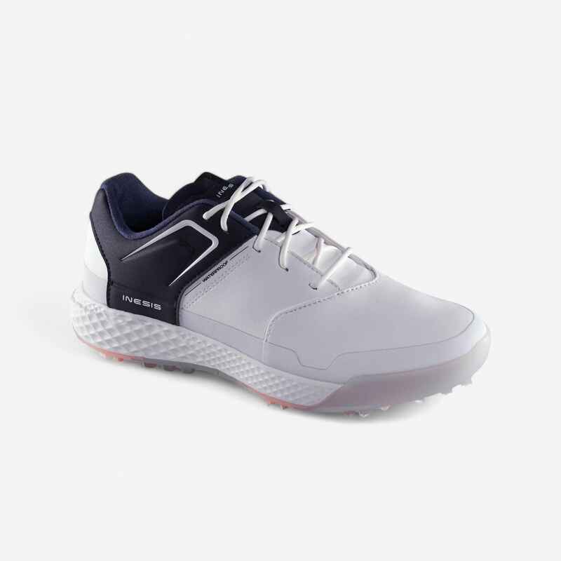 LADIES GRIP WATERPROOF GOLF SHOES WHITE AND NAVY Decathlon