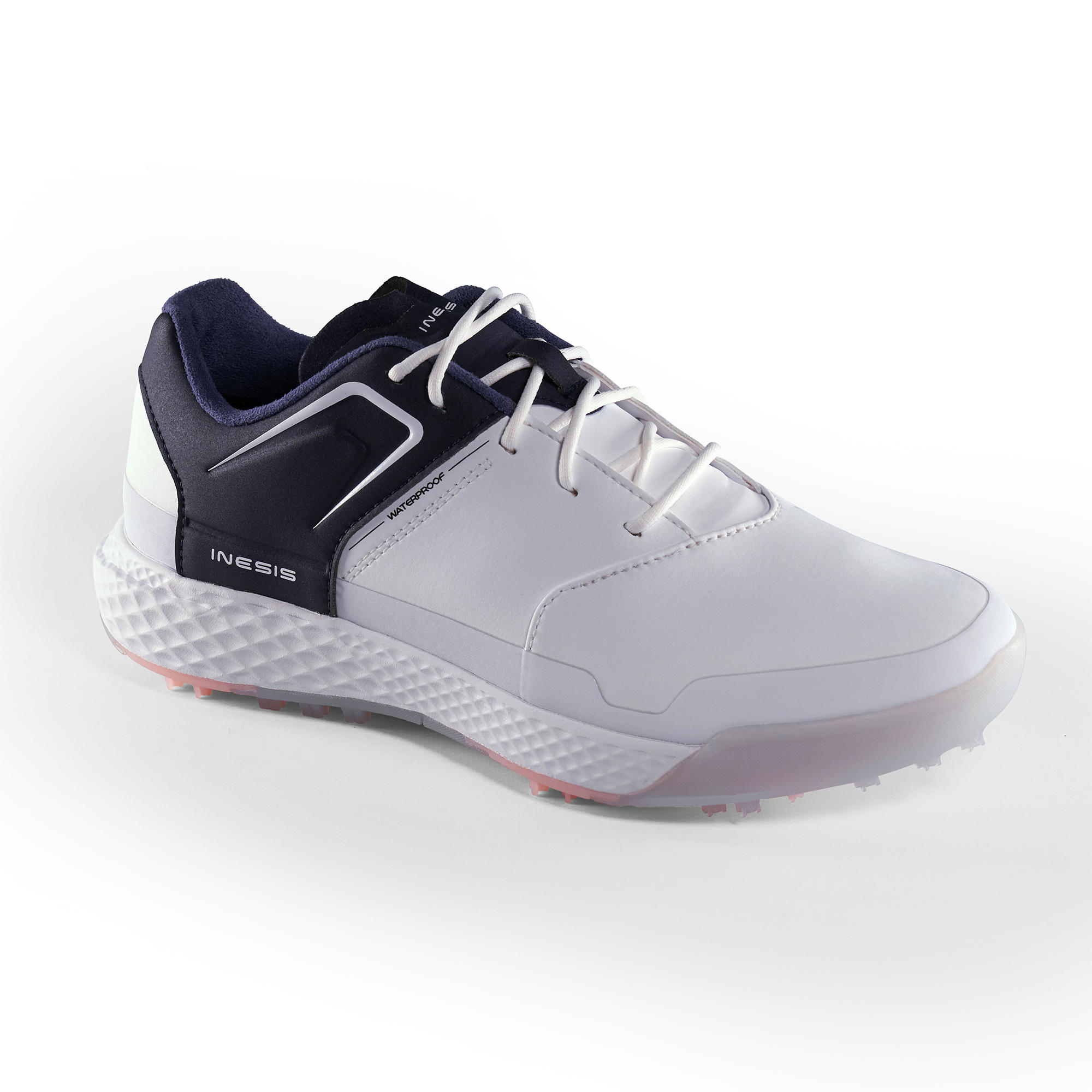 LADIES GRIP WATERPROOF GOLF SHOES WHITE AND NAVY 1/8