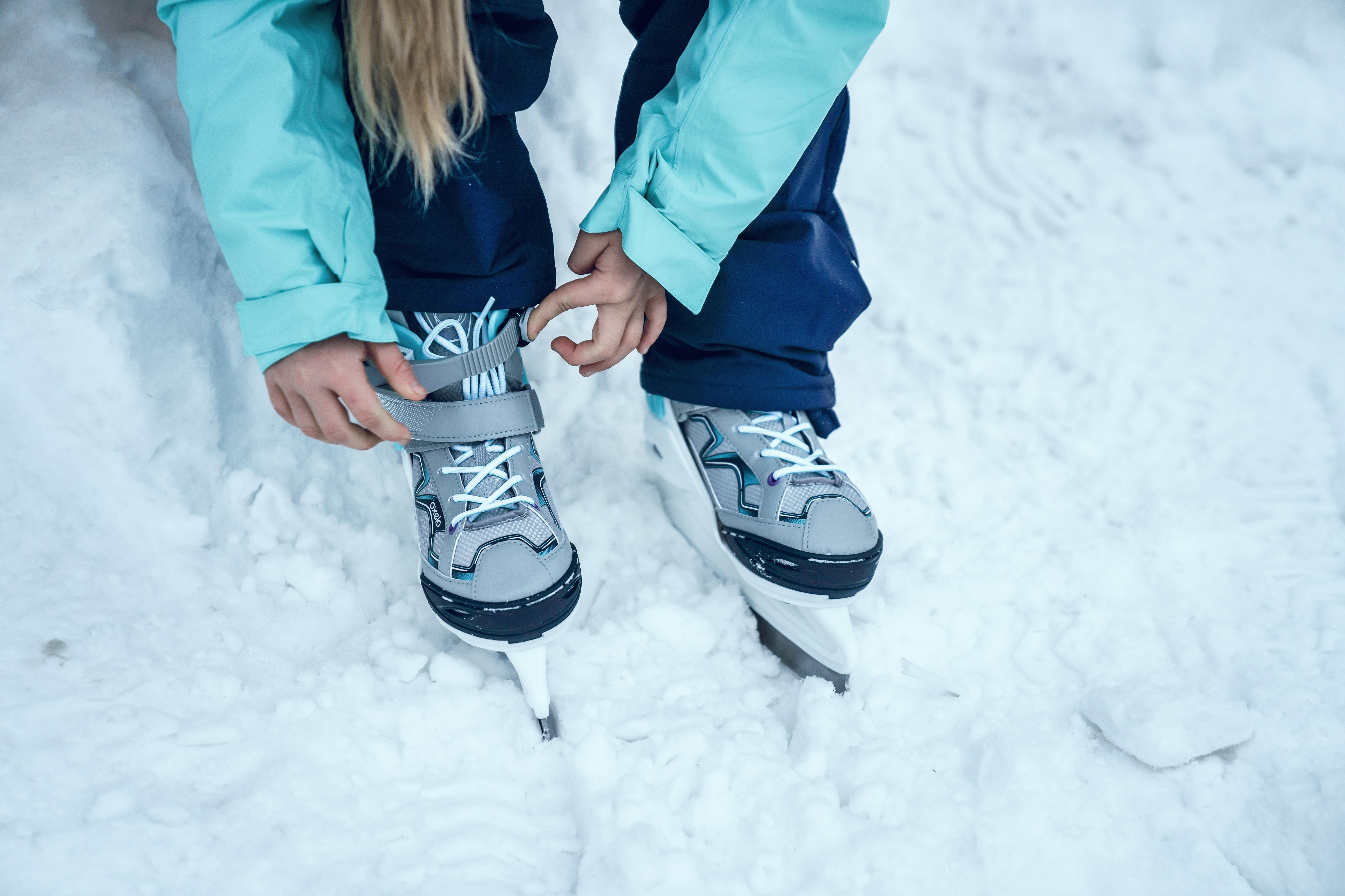 Kids' Ice Skates - FIT 100 Grey/Turquoise - OXELO