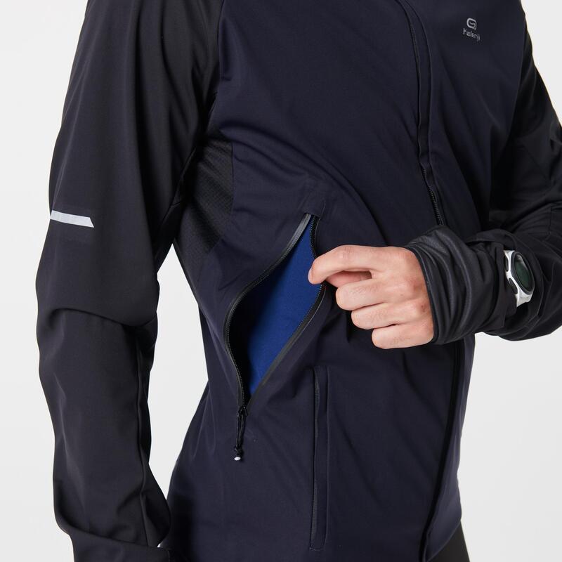 男款跑步外套Kiprun Warm Regul - 藍色黑色