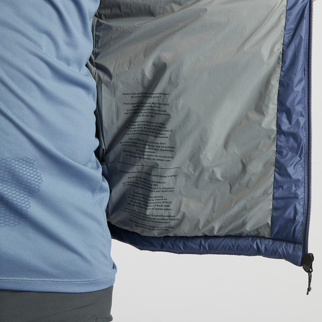 Men’s synthetic trekking down jacket with hood MT100 -5°C - Blue