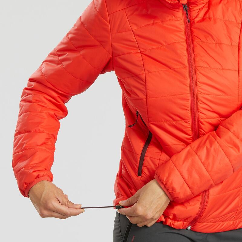 Doudoune de trek à capuche synthétique MT100 femme orange