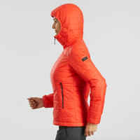 Wattierte Jacke Bergtrekking MT100 Kapuze Komfort bis -5 °C Damen korallrot 