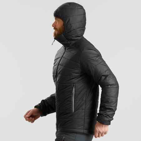 M Synthetic Mountain Trekking Padded Jacket - TREK 100 with hood  -5°C - Black