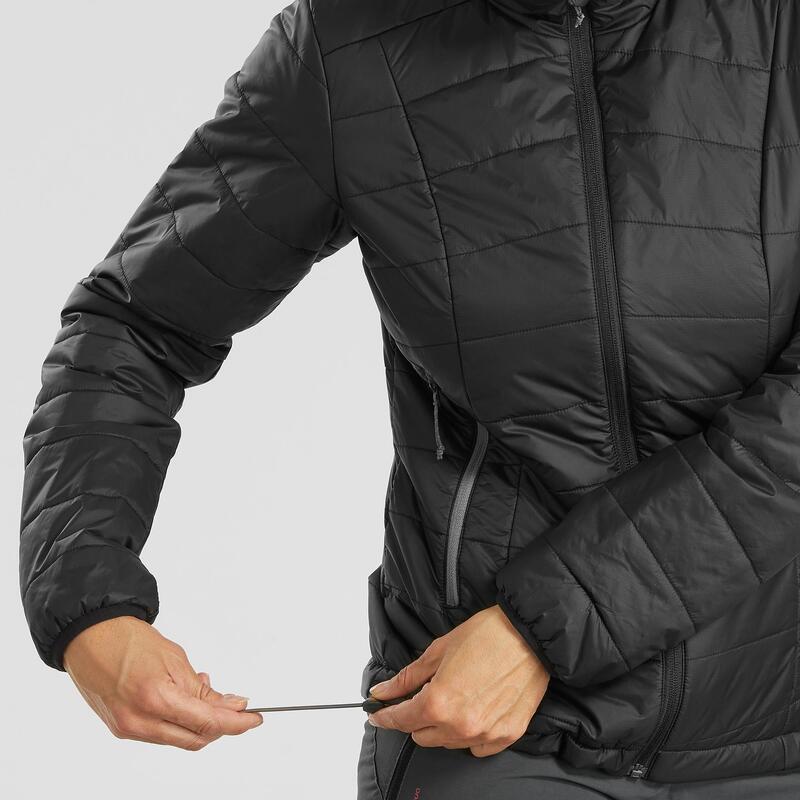 Kadın Outdoor Trekking Kapüşonlu Şişme Mont - Siyah - MT100