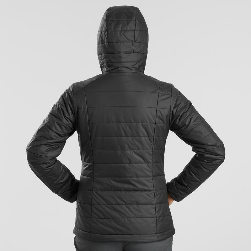 Kadın Outdoor Trekking Kapüşonlu Şişme Mont - Siyah - MT100