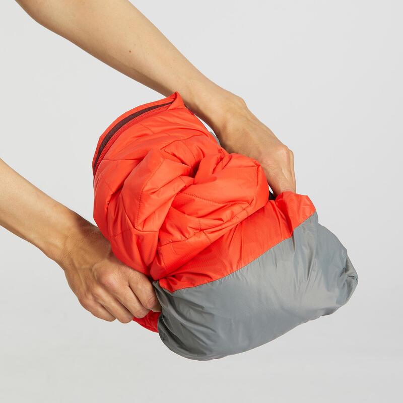 Doudoune de trek à capuche synthétique MT100 femme orange