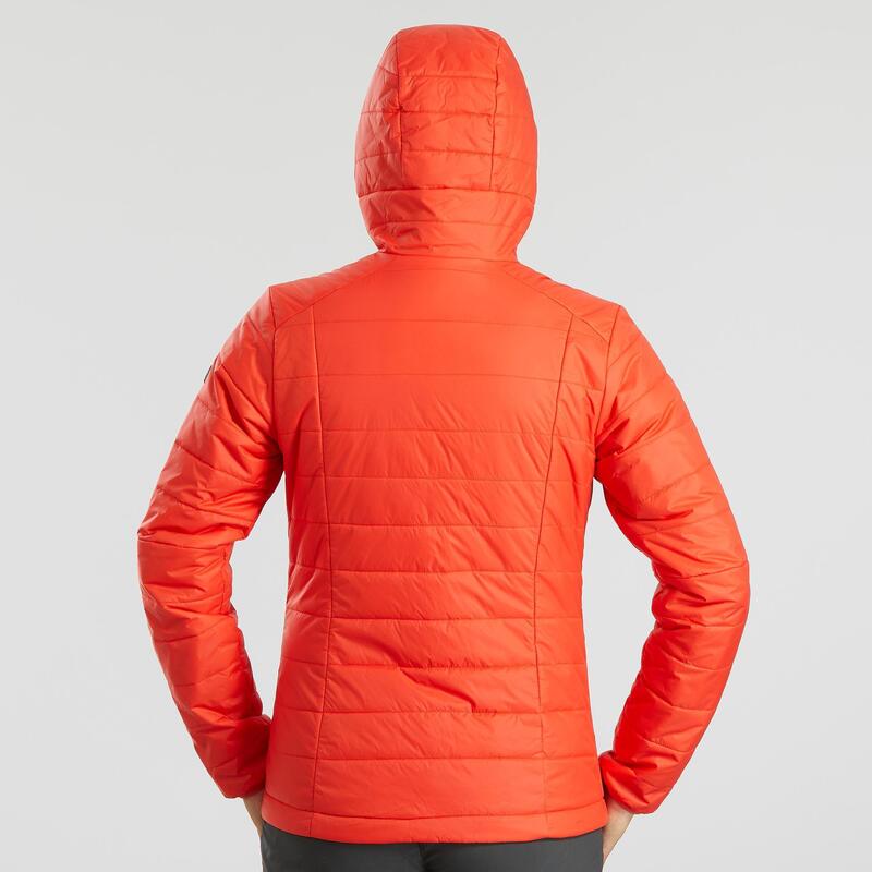 Doudoune de trek à capuche synthétique MT100 femme orange