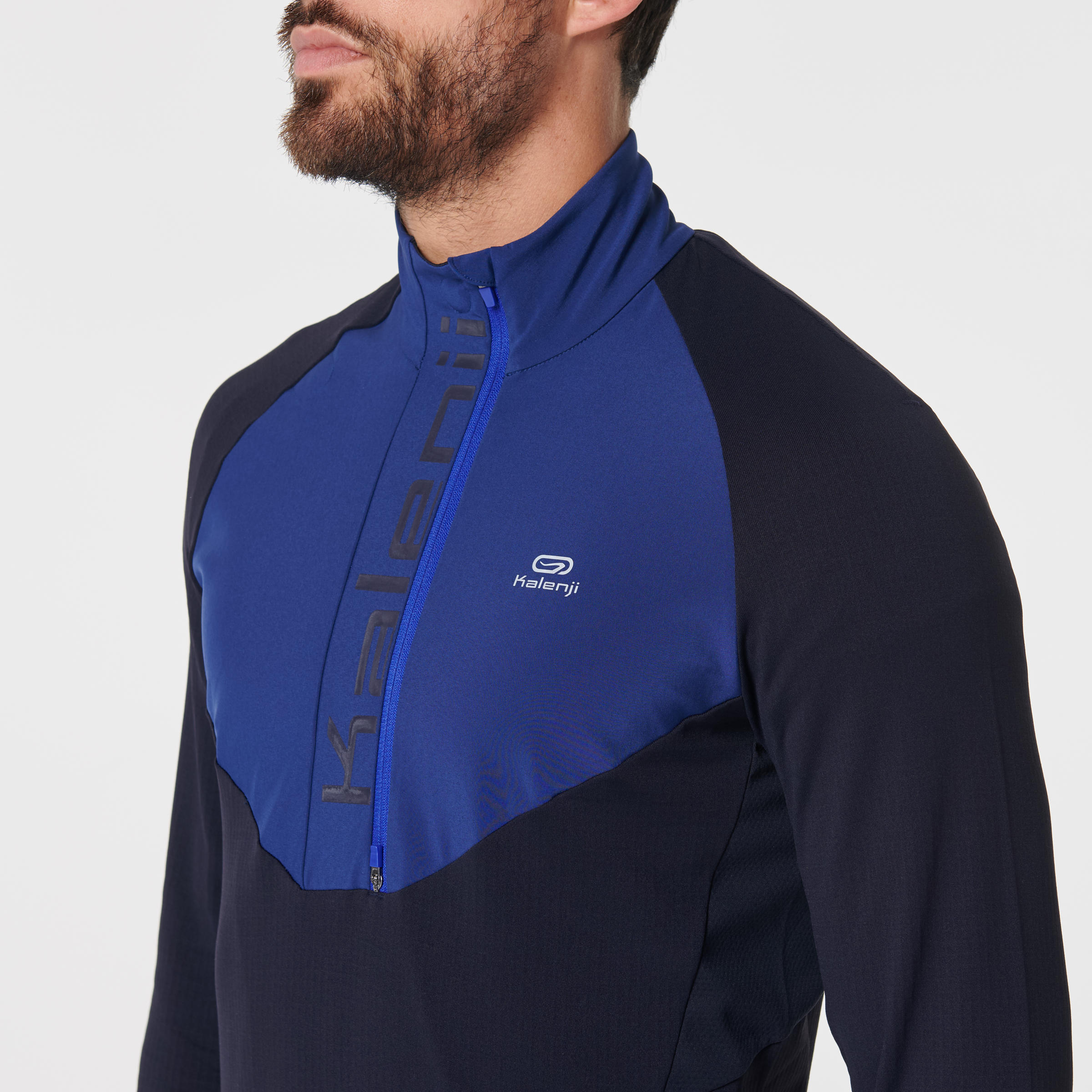 MEN'S LONG-SLEEVED WARM ZIP T-SHIRT KIPRUN WARM REGUL - BLUE 9/13