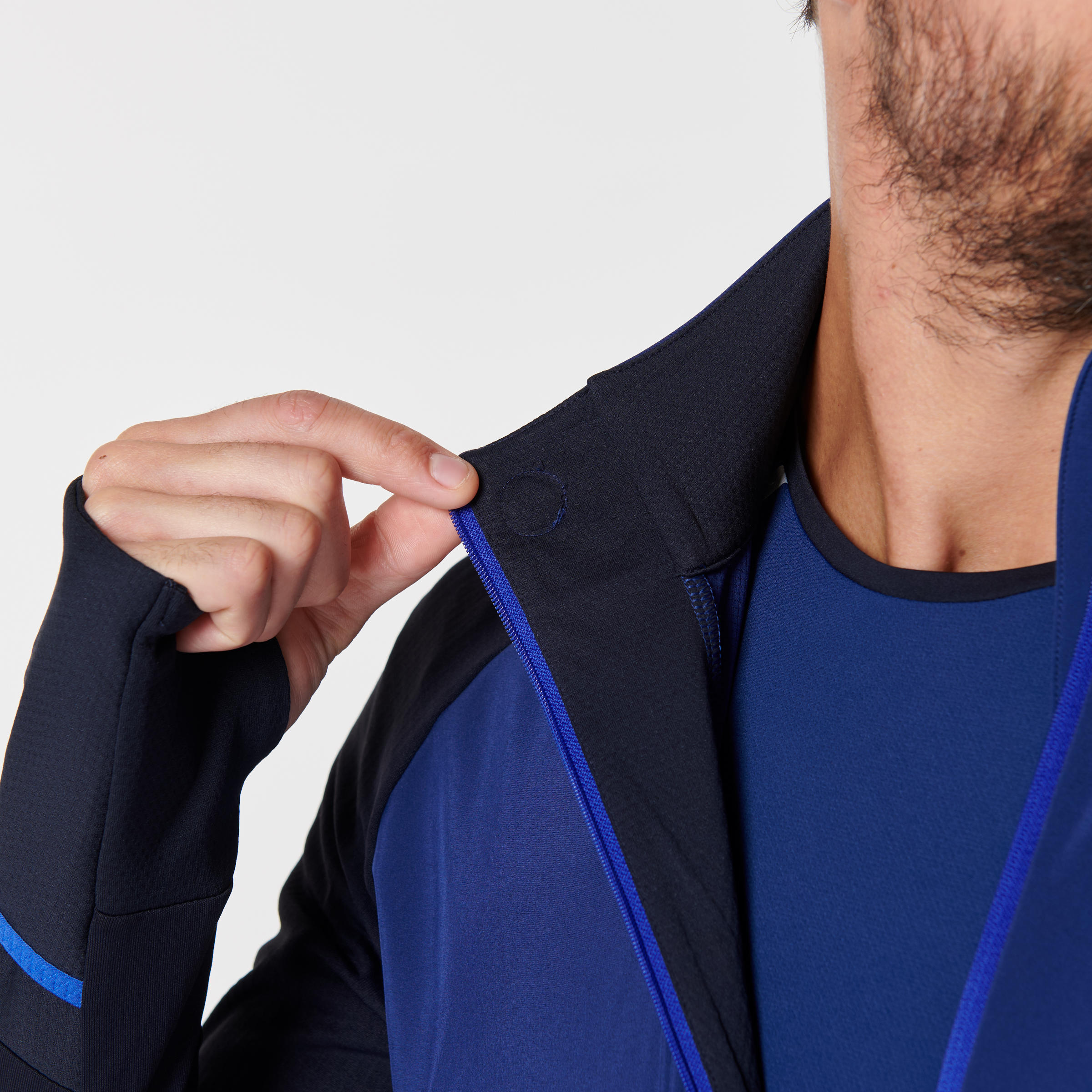 MEN'S LONG-SLEEVED WARM ZIP T-SHIRT KIPRUN WARM REGUL - BLUE 10/13