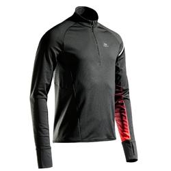 CAMISETA DE RUNNING MANGA LARGA HOMBRE KIPRUN WARM LIGHT NEGRO ROJO 