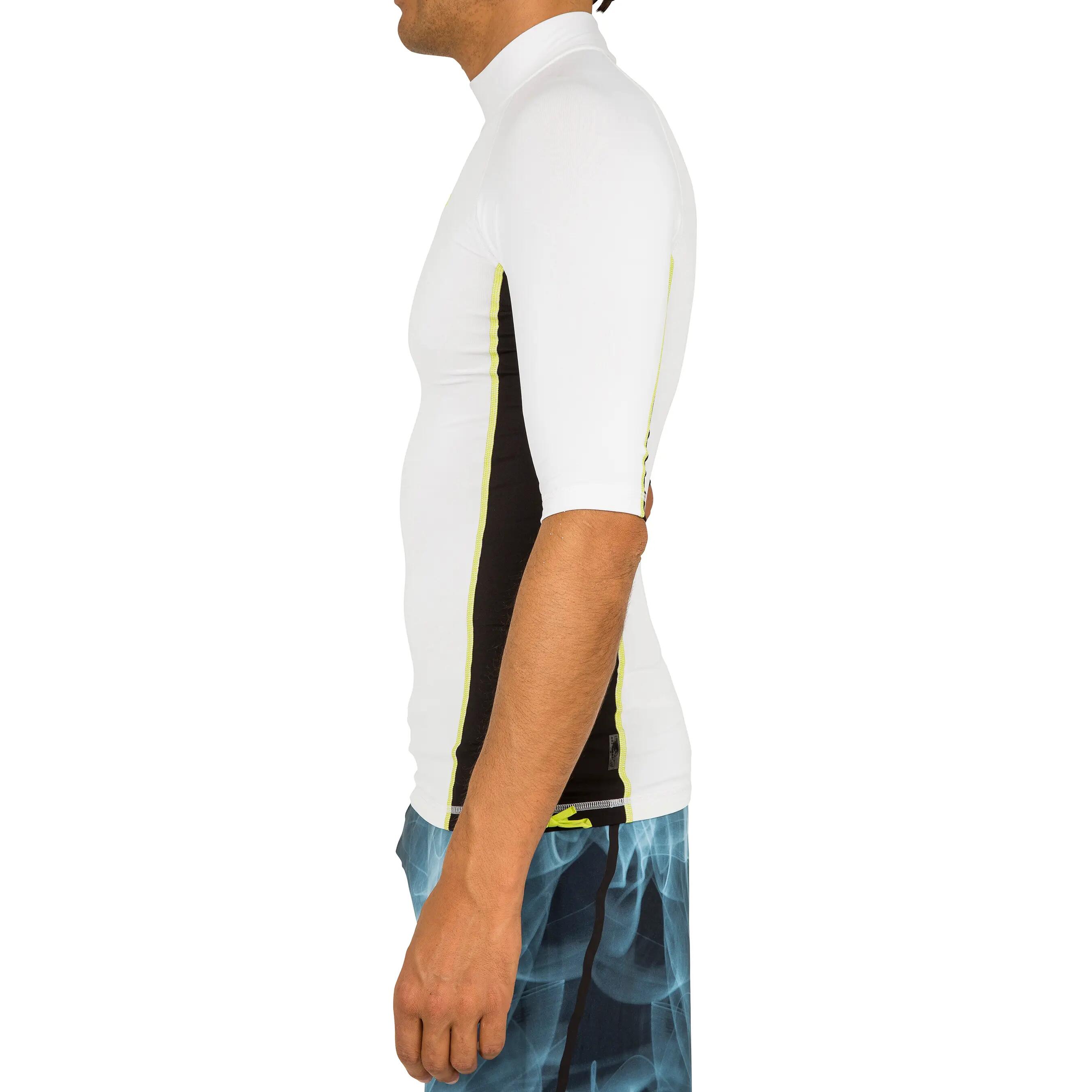 500 Men's Short Sleeve UV Protection Surfing Top T-Shirt - White Black 5/12