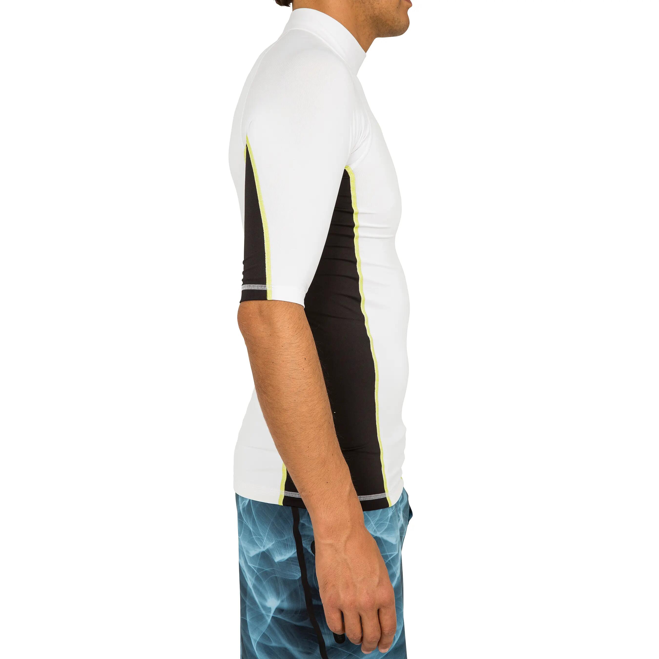 500 Men's Short Sleeve UV Protection Surfing Top T-Shirt - White Black 3/12