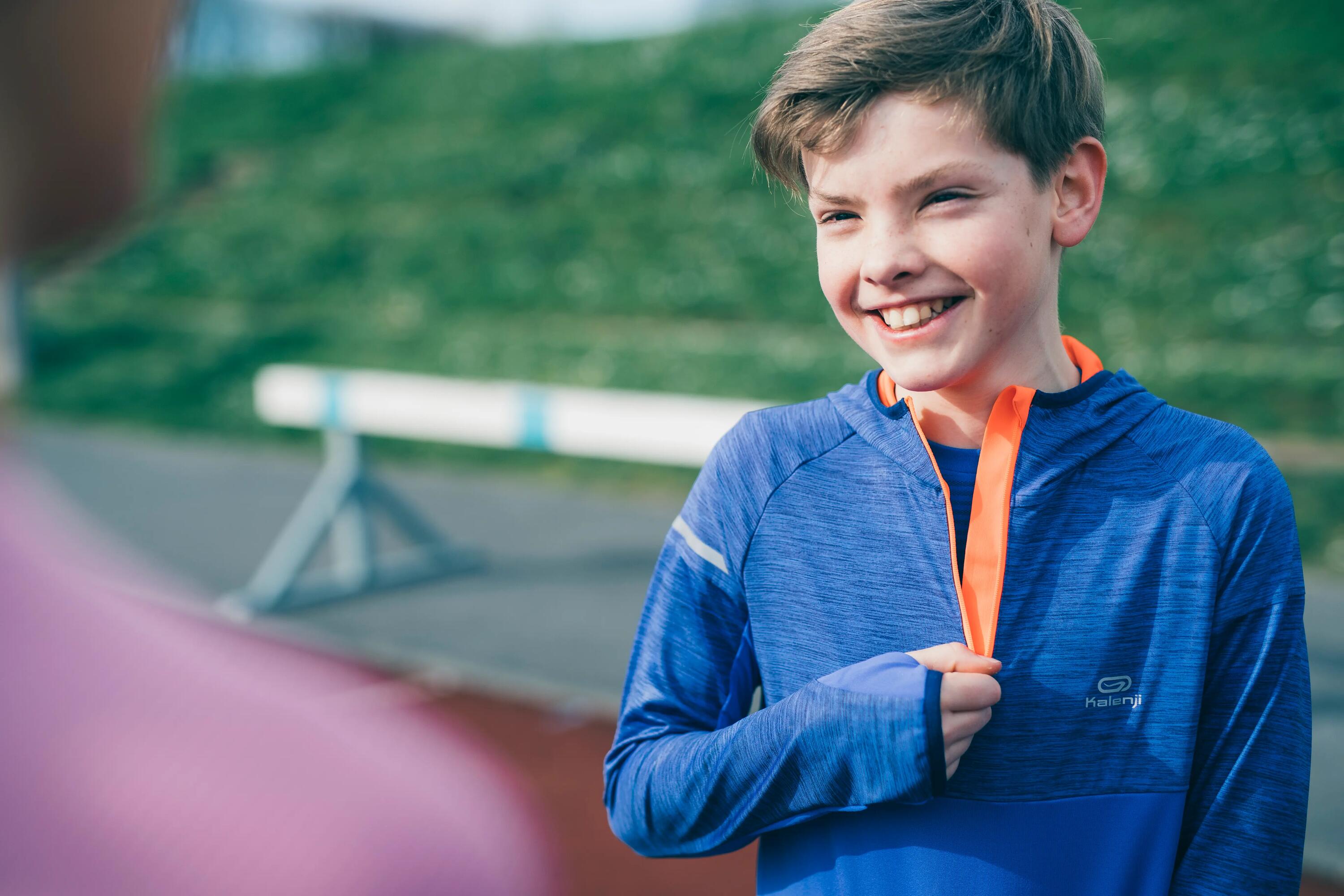 Kids' Athletics Warm Long-Sleeved Jersey Kiprun - Blue Red 10/12